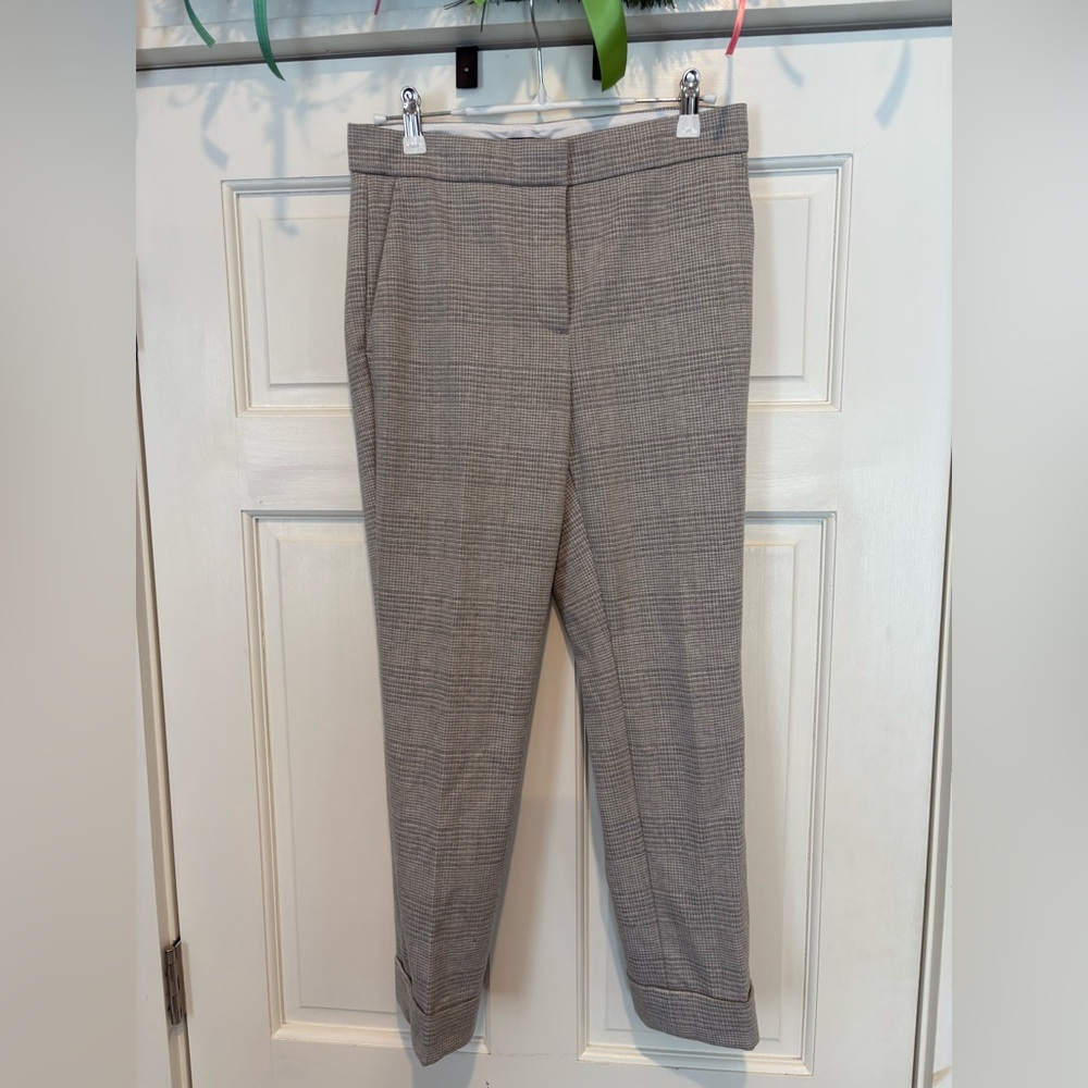 Ann Taylor Petite Light Gray Plaid Dress Pants